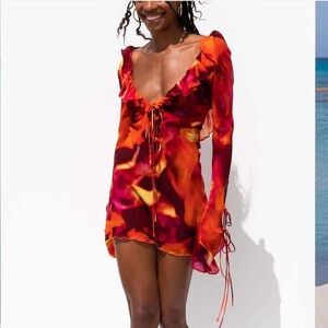 Rat & Boa Red and Orange Mini Dress